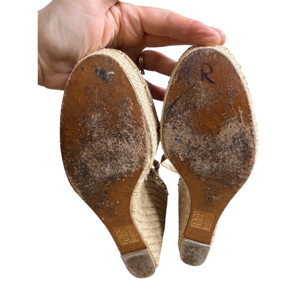 Beverly Feldman Love & Desire Sandals Sz 10 Studded Espadrille Heels Spain - Picture 9 of 16